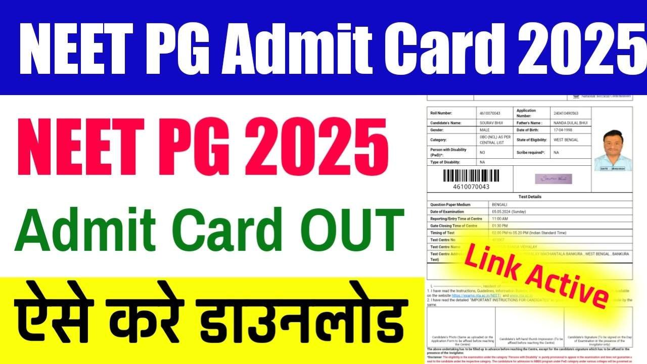 NEET PG Admit Card 2025