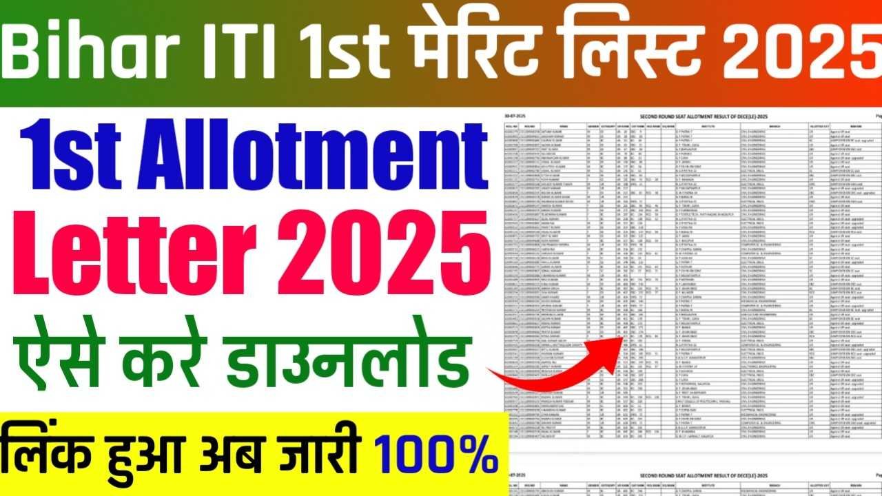 Bihar ITICAT 1st Allotment Letter 2025