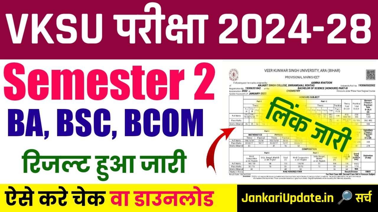 VKSU Semester 2 Result Download 2024-28