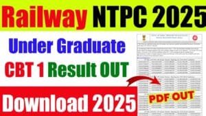 RRB NTPC Undergraduate CBT 1 Result 2025