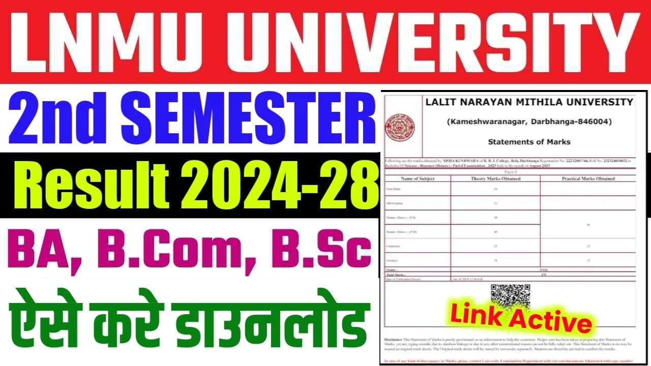 LNMU UG 2nd Semester Result 2024-28