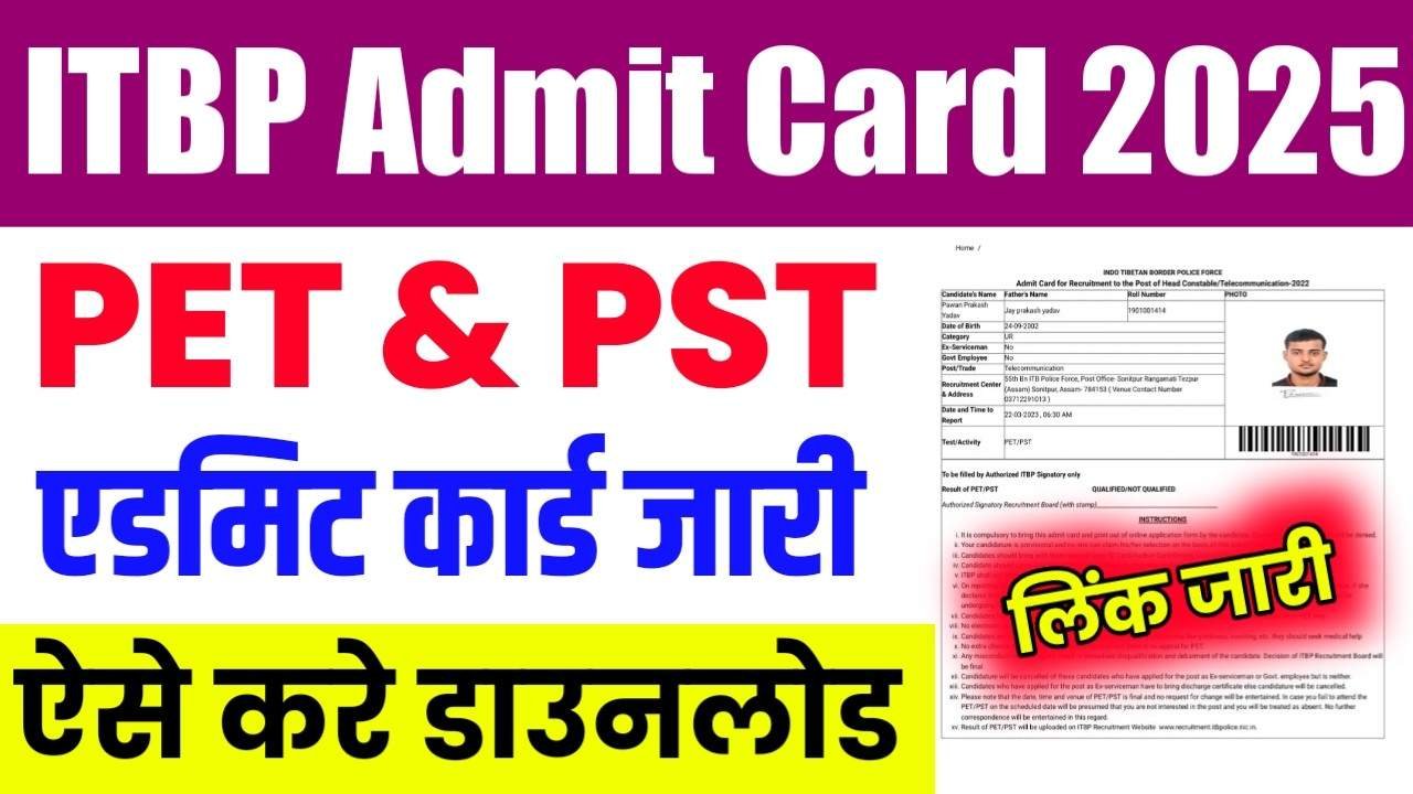 ITBP Admit Card 2025 Released