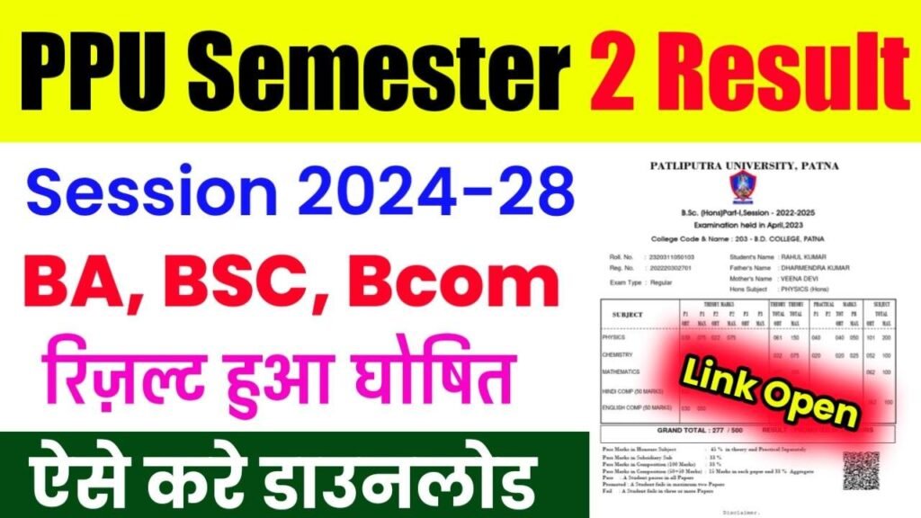 PPU Semester 2 Result 2024-28