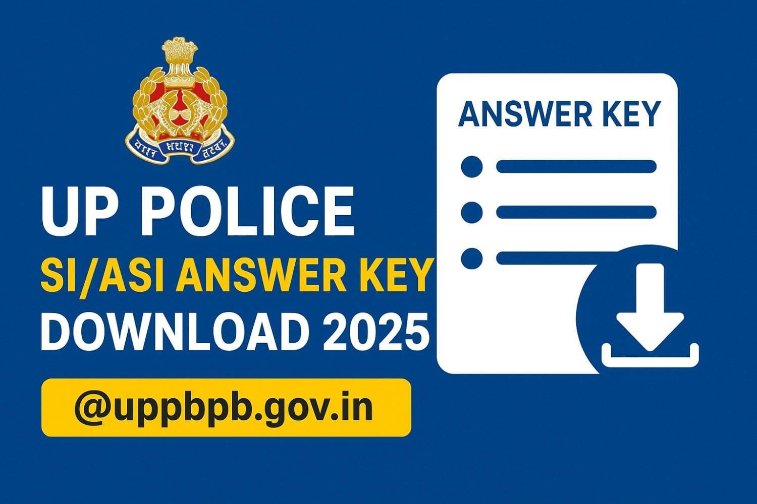 UP Police SI/ASI Answer Key Download 2025