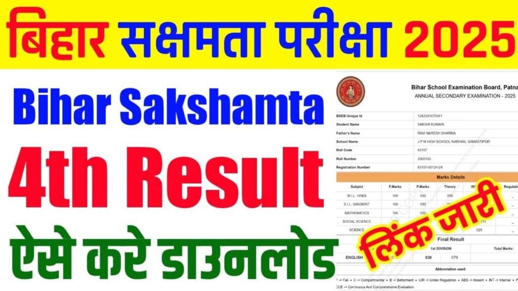 Bihar Sakshamta Pariksha 4th Result 2025