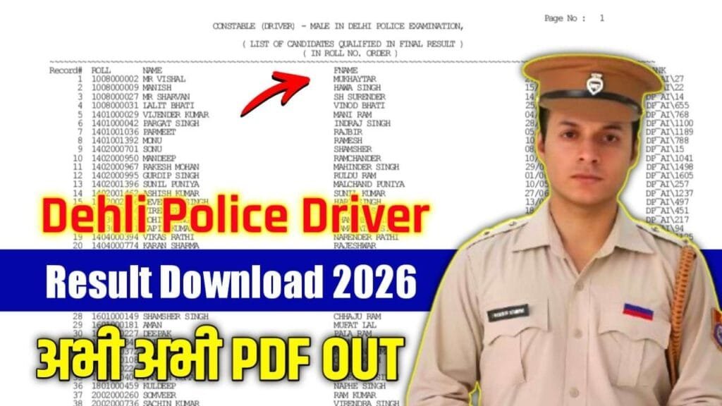 Delhi Police Driver Result Download 2026