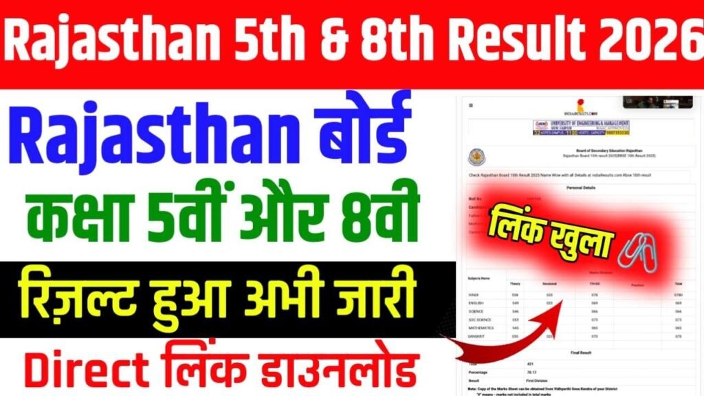 Rajasthan Board 5th 8th Result 2026