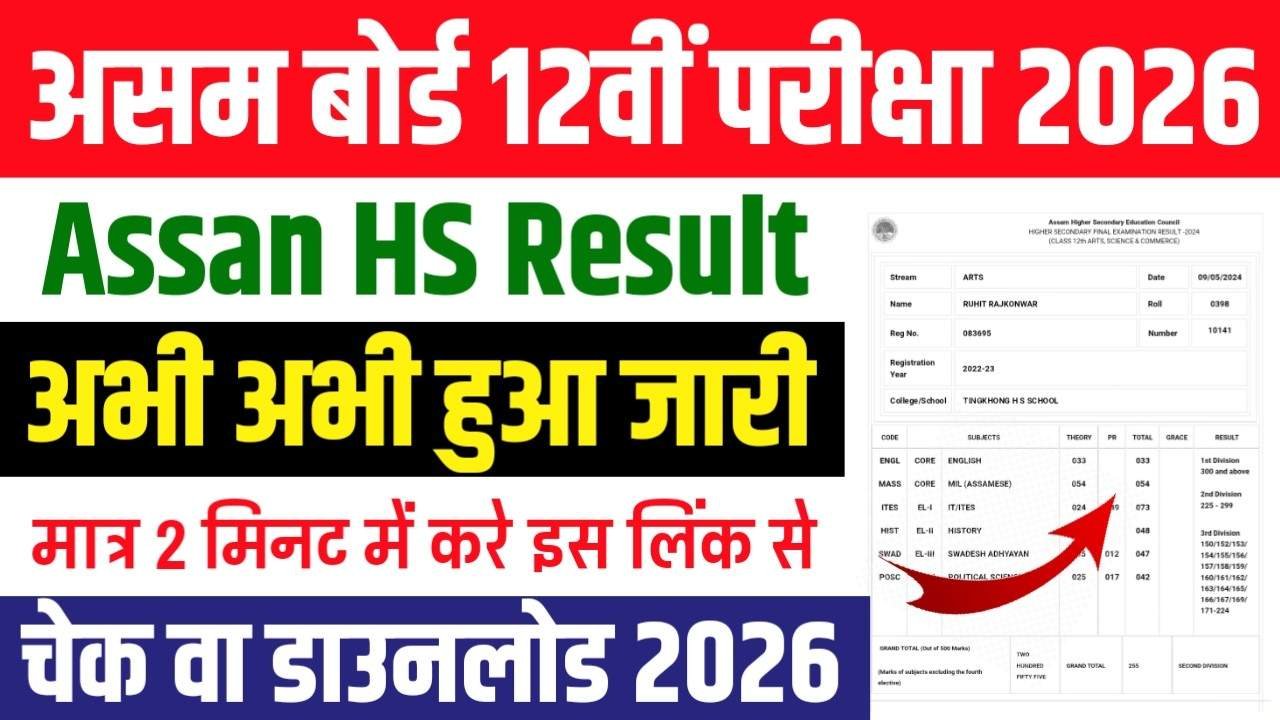Assam HS Result Download 2026
