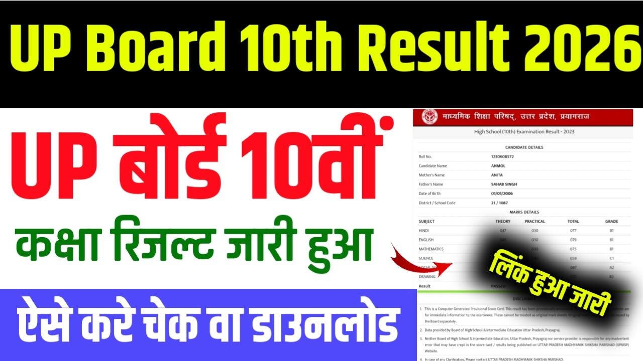UP Board 10th Result Download 2026