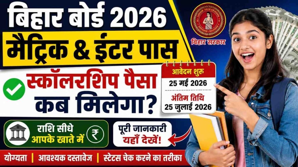 Bihar Board Matric & Inter Pass Scholarship 2026