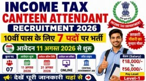 Income Tax Canteen Attendant Recruitment 2026