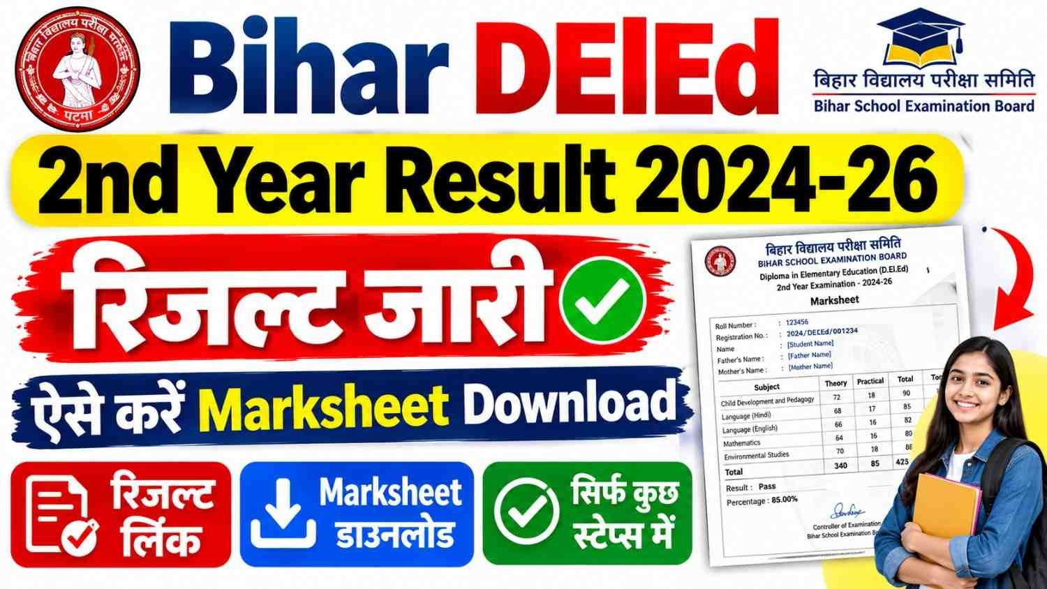 Bihar DElEd 2nd Year Result 2024-26