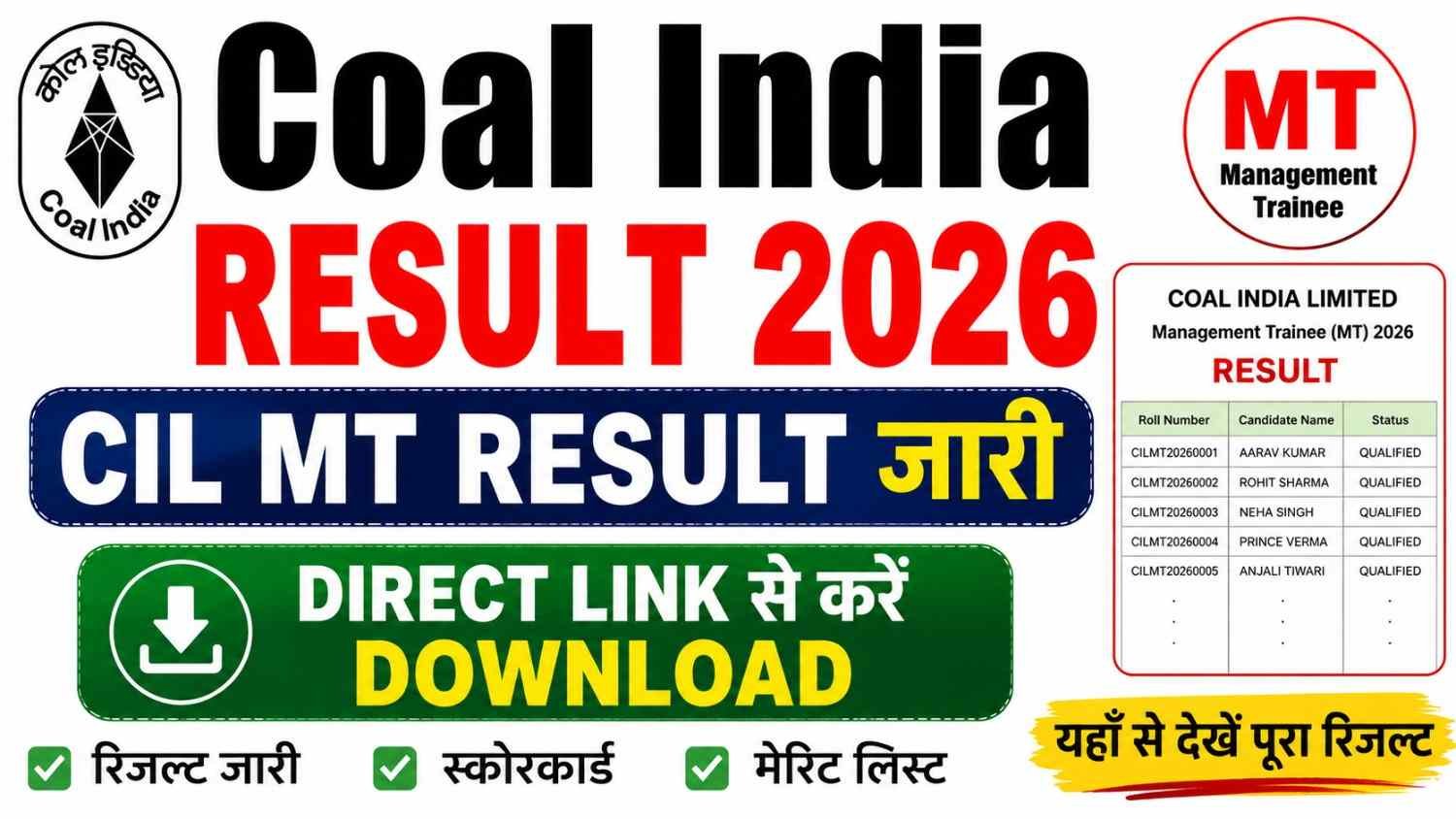 Coal India MT Result 2026