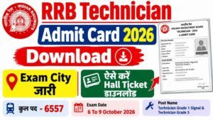 RRB Technician Admit Card 2026 Download